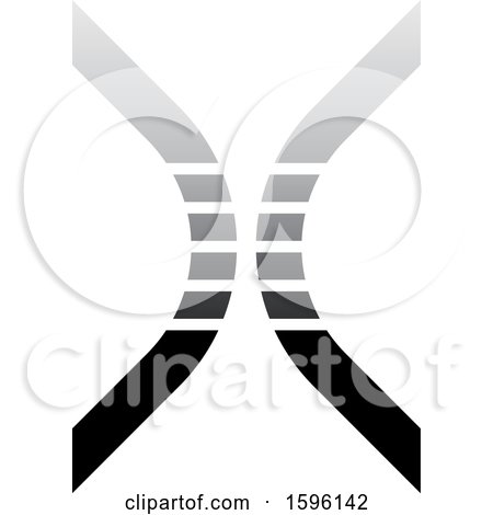 Clipart of a Gray Bowed Letter X Logo - Royalty Free Vector Illustration by cidepix