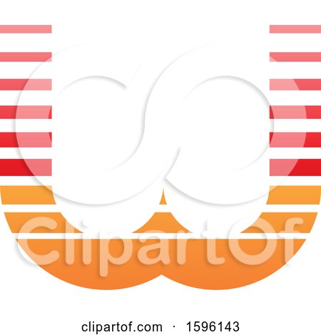 Clipart of a Striped Red and Orange Letter W Logo - Royalty Free Vector Illustration by cidepix