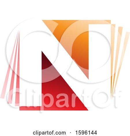 Clipart of a Red and Orange Letter N Logo - Royalty Free Vector Illustration by cidepix