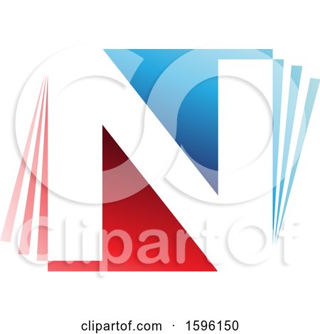 Clipart of a Red and Blue Letter N Logo - Royalty Free Vector Illustration by cidepix