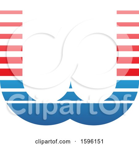 Clipart of a Striped Red and Blue Letter W Logo - Royalty Free Vector Illustration by cidepix