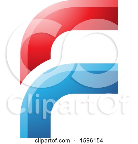 Clipart of a Rounded Corner Red and Blue Letter F Logo - Royalty Free Vector Illustration by cidepix