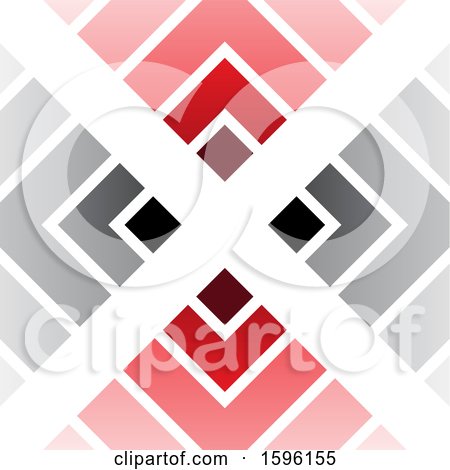 Clipart of a White Letter X over Gray and Red Diamonds Logo - Royalty Free Vector Illustration by cidepix