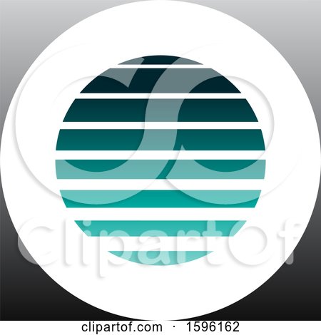 Clipart of a Striped Turquoise and Gray Letter O Logo - Royalty Free Vector Illustration by cidepix