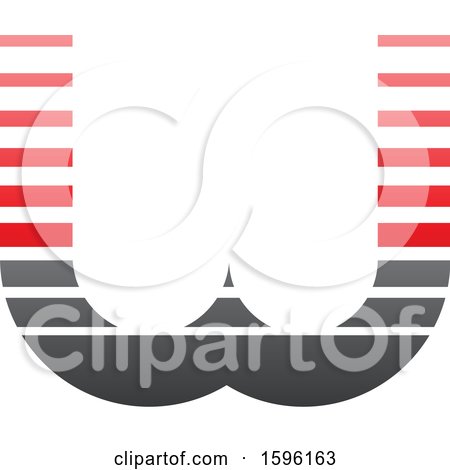 Clipart of a Striped Gray and Red Letter W Logo - Royalty Free Vector Illustration by cidepix