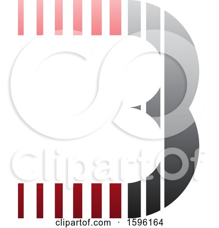 Clipart of a Striped Gray and Red Letter B Logo - Royalty Free Vector Illustration by cidepix