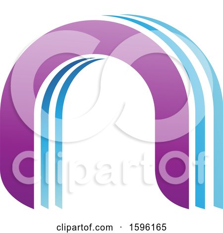 Clipart of a Blue and Purple Arched Letter N Logo - Royalty Free Vector Illustration by cidepix