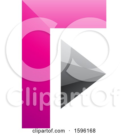 Clipart of a Pink and Gray Corner and Triangle Letter F Logo - Royalty Free Vector Illustration by cidepix
