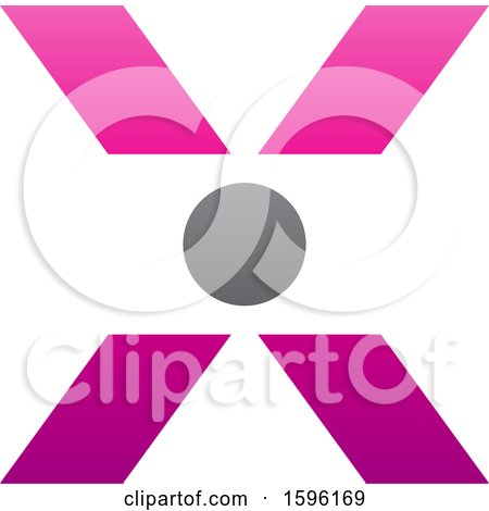 Clipart of a Pink Letter X Logo with a Circle in the Center - Royalty Free Vector Illustration by cidepix