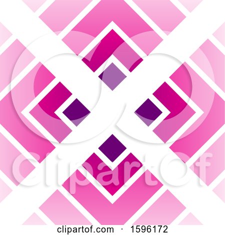 Clipart of a White Letter X over Pink Diamonds Logo - Royalty Free Vector Illustration by cidepix