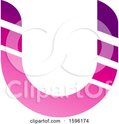 Clipart of a Striped Magenta Letter U Logo - Royalty Free Vector Illustration by cidepix