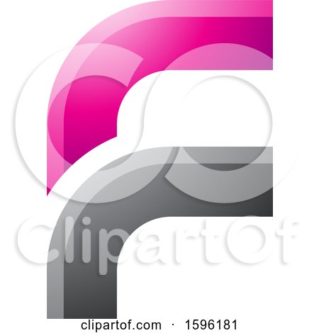 Clipart of a Rounded Corner Pink and Gray Letter F Logo - Royalty Free Vector Illustration by cidepix