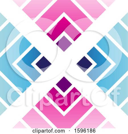 Clipart of a White Letter X over Pink and Blue Diamonds Logo - Royalty Free Vector Illustration by cidepix