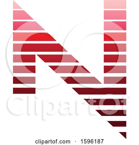 Clipart of a Striped Red Letter N Logo - Royalty Free Vector Illustration by cidepix
