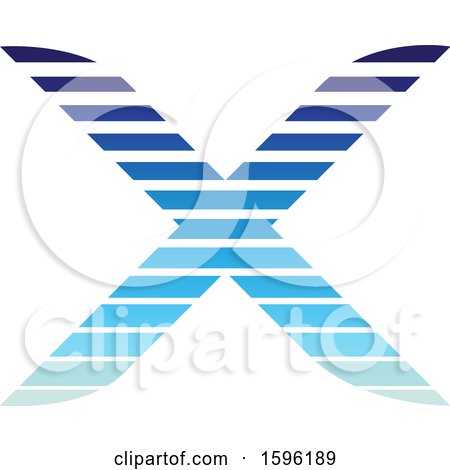 Clipart of a Striped Blue Letter X Logo - Royalty Free Vector Illustration by cidepix
