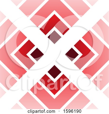 Clipart of a White Letter X over Red Diamonds Logo - Royalty Free Vector Illustration by cidepix