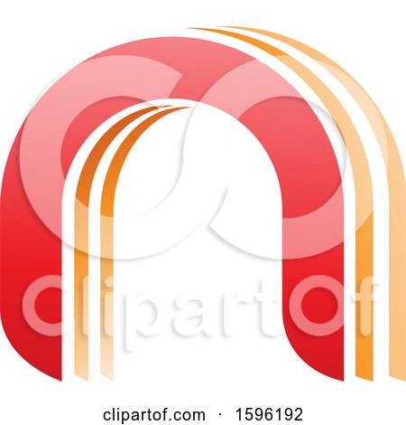 Clipart of a Red and Orange Arched Letter N Logo - Royalty Free Vector Illustration by cidepix