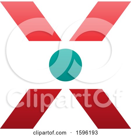 Clipart of a Red Letter X Logo with a Circle in the Center - Royalty Free Vector Illustration by cidepix