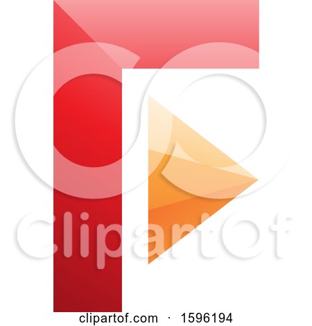 Clipart of a Red and Orange Corner and Triangle Letter F Logo - Royalty Free Vector Illustration by cidepix