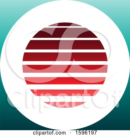 Clipart of a Striped Red and Turquoise Letter O Logo - Royalty Free Vector Illustration by cidepix