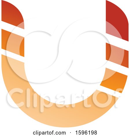 Clipart of a Striped Orange Letter U Logo - Royalty Free Vector Illustration by cidepix