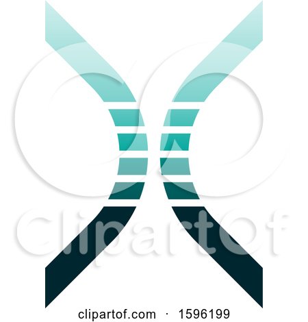 Clipart of a Turquoise and Green Bowed Letter X Logo - Royalty Free Vector Illustration by cidepix