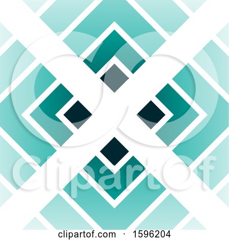 Clipart of a White Letter X over Turquoise Diamonds Logo - Royalty Free Vector Illustration by cidepix