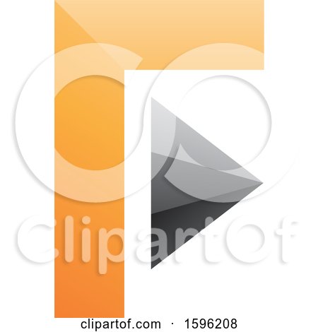 Clipart of an Orange and Gray Corner and Triangle Letter F Logo - Royalty Free Vector Illustration by cidepix