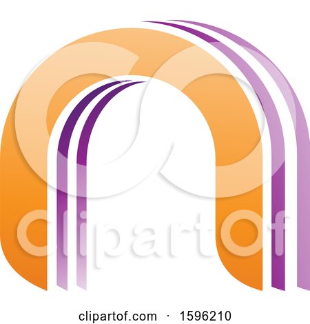 Clipart of a Purple and Orange Arched Letter N Logo - Royalty Free Vector Illustration by cidepix
