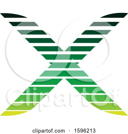 Clipart of a Striped Green Letter X Logo - Royalty Free Vector Illustration by cidepix
