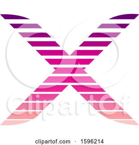 Clipart of a Striped Pink and Purple Letter X Logo - Royalty Free Vector Illustration by cidepix