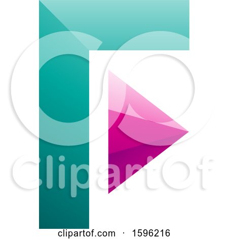 Clipart of a Turquoise and Pink Corner and Triangle Letter F Logo - Royalty Free Vector Illustration by cidepix