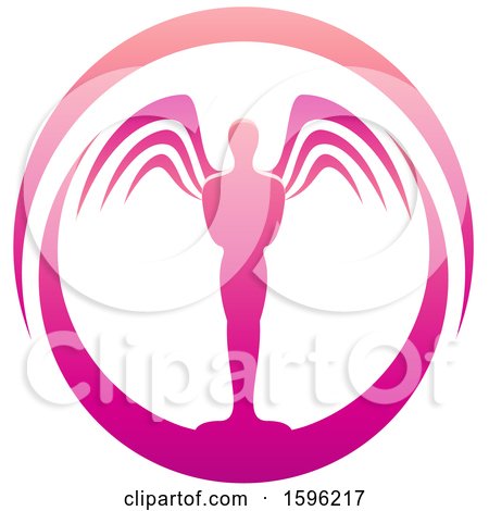 Clipart of a Magenta Male Angel Design - Royalty Free Vector Illustration by cidepix