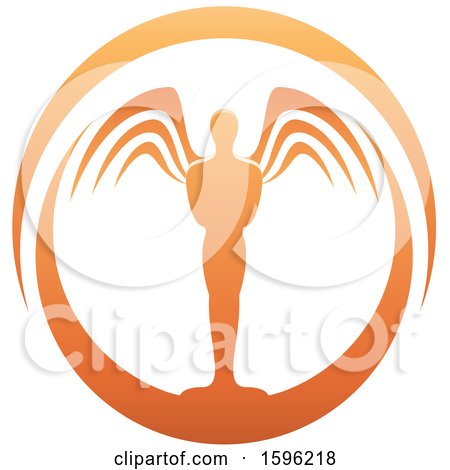 Clipart of an Orange Male Angel Design - Royalty Free Vector Illustration by cidepix