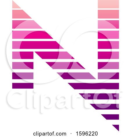 Clipart of a Striped Magenta Letter N Logo - Royalty Free Vector Illustration by cidepix
