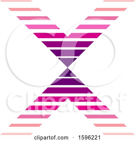 Clipart of a Striped Pink and Purple Letter X Logo - Royalty Free Vector Illustration by cidepix