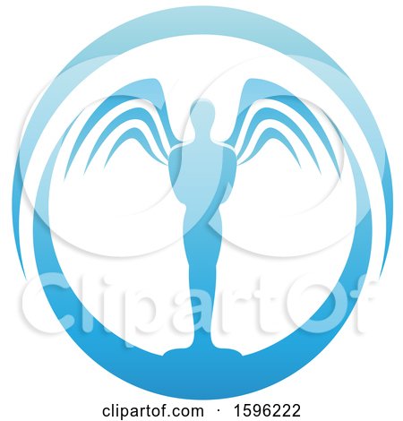 Clipart of a Blue Male Angel Design - Royalty Free Vector Illustration by cidepix