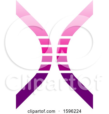Clipart of a Purple and Pink Bowed Letter X Logo - Royalty Free Vector Illustration by cidepix