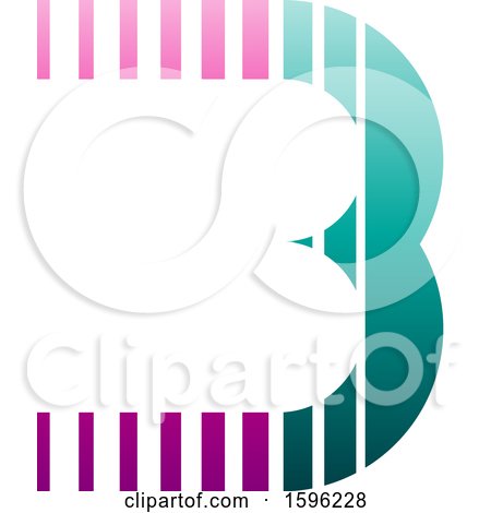 Clipart of a Striped Magenta and Turquoise Letter B Logo - Royalty Free Vector Illustration by cidepix