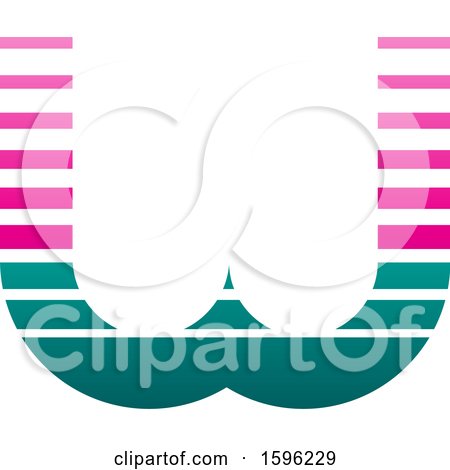 Clipart of a Striped Pink and Green Letter W Logo - Royalty Free Vector Illustration by cidepix