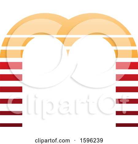 Clipart of a Striped Orange and Red Letter M Logo - Royalty Free Vector Illustration by cidepix