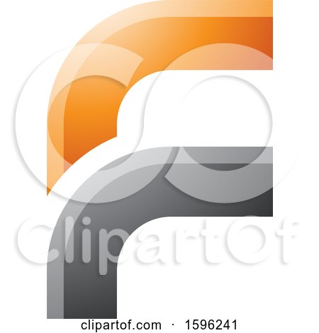 Clipart of a Rounded Corner Orange and Gray Letter F Logo - Royalty Free Vector Illustration by cidepix