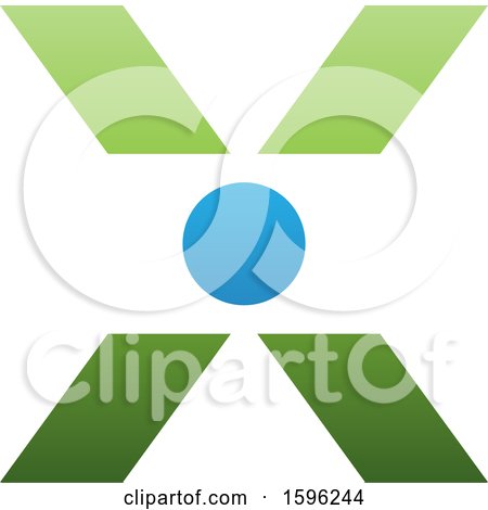 Clipart of a Green Letter X Logo with a Circle in the Center - Royalty Free Vector Illustration by cidepix