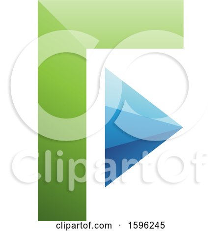 Clipart of a Green and Blue Corner and Triangle Letter F Logo - Royalty Free Vector Illustration by cidepix