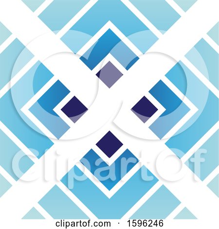 Clipart of a White Letter X over Blue Diamonds Logo - Royalty Free Vector Illustration by cidepix