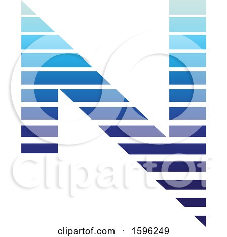Clipart of a Striped Blue Letter N Logo - Royalty Free Vector Illustration by cidepix
