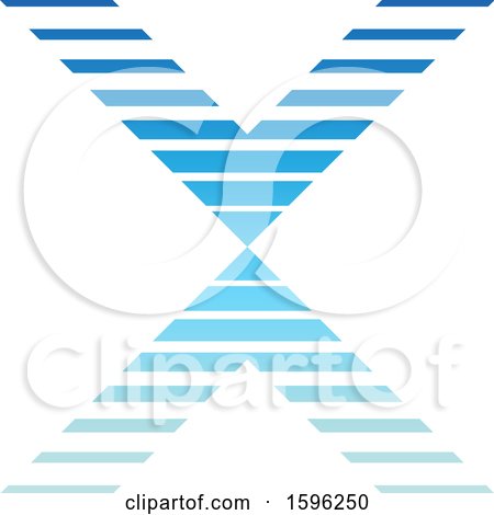 Clipart of a Striped Blue Letter X Logo - Royalty Free Vector Illustration by cidepix