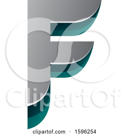 Clipart of a Layered Gray and Green Letter F Logo - Royalty Free Vector Illustration by cidepix