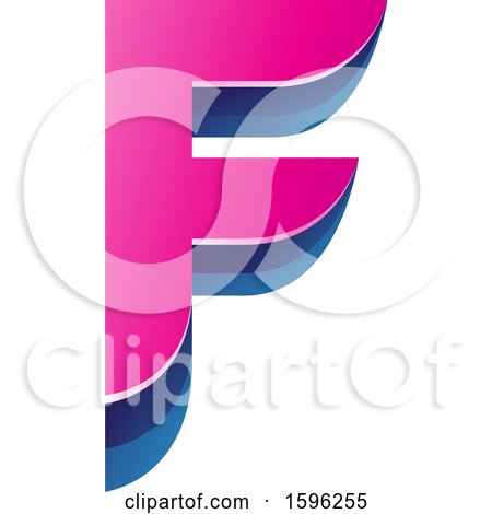 Clipart of a Layered Pink and Blue Letter F Logo - Royalty Free Vector Illustration by cidepix