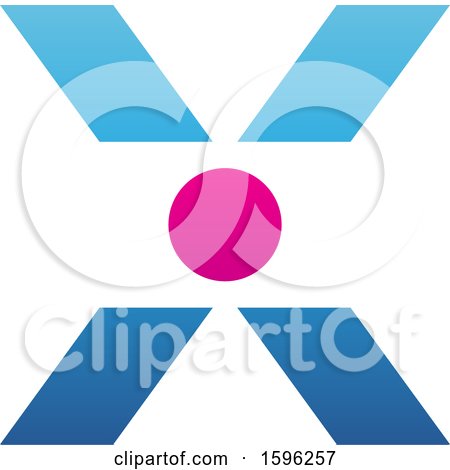 Clipart of a Blue Letter X Logo with a Circle in the Center - Royalty Free Vector Illustration by cidepix
